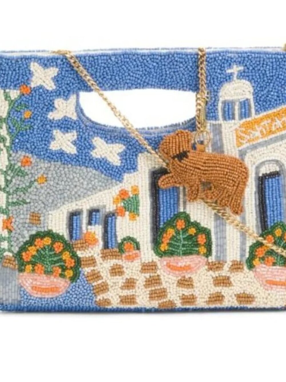 Viral MADE IN INDIA Greece Beaded Santorini Clutch W/ Shoulder Strap NWT Quality